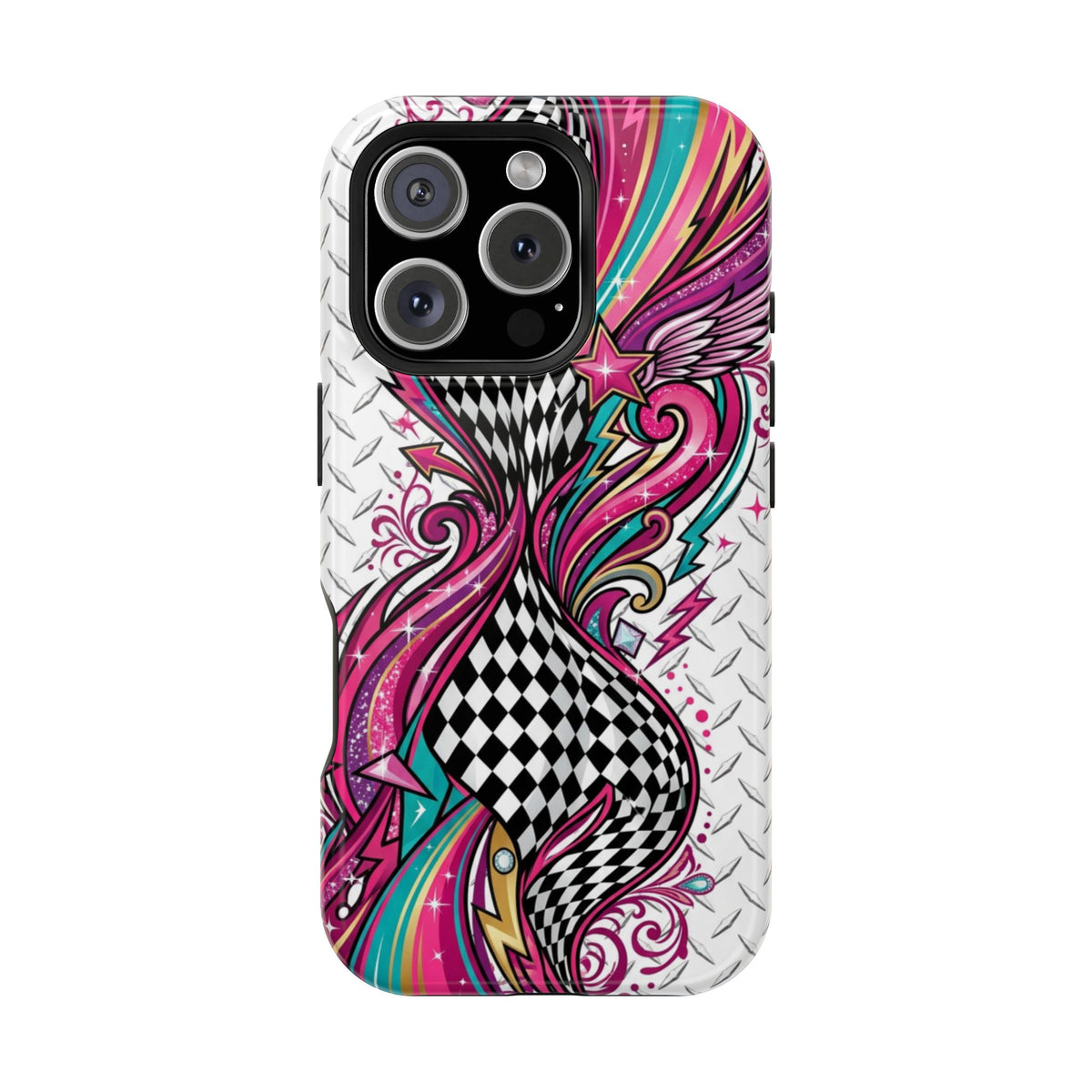 Magnetic Phone Case – Colorful Psychedelic Checkerboard Design