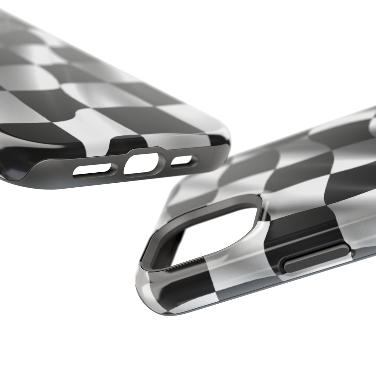 Black and White Checker Flag Waving Magnetic Phone Case