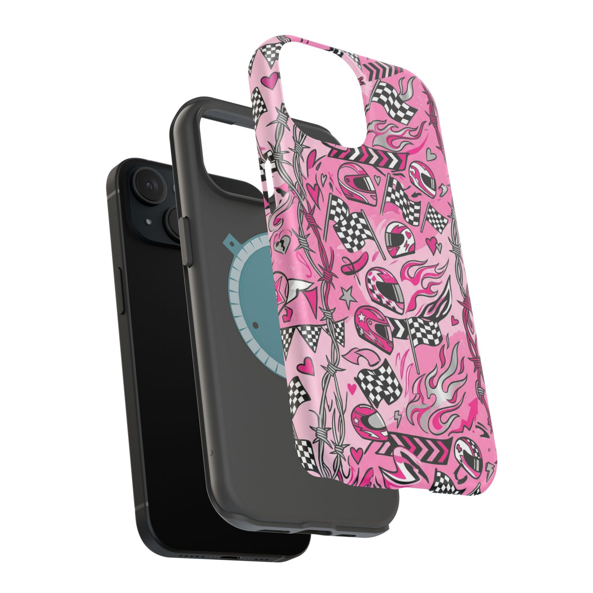 Pink Racing Helmets Magnetic Phone Case