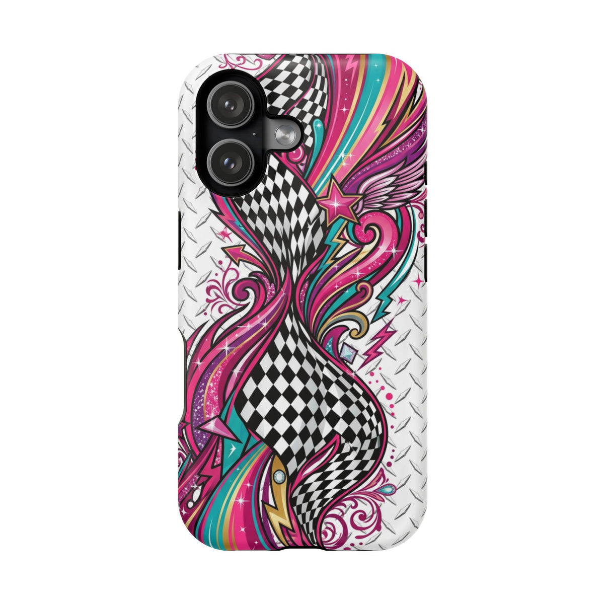 Magnetic Phone Case – Colorful Psychedelic Checkerboard Design