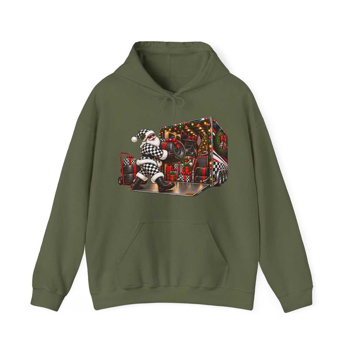 Racing Santa Racemas Call Hauler Christmas Hoodie