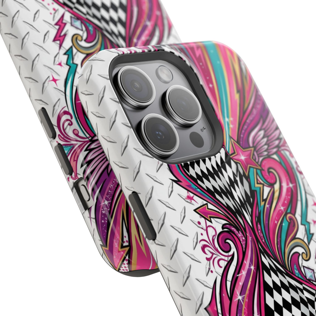Magnetic Phone Case – Colorful Psychedelic Checkerboard Design