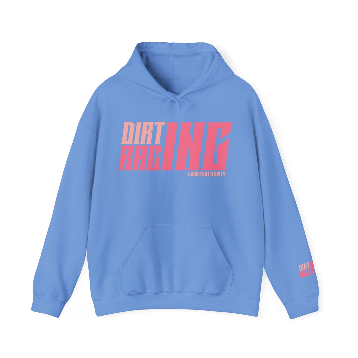 Dirt Track Racing Pink With Sleeve Logo Unisex Heavy Blend™ Hooded Sweatshirt