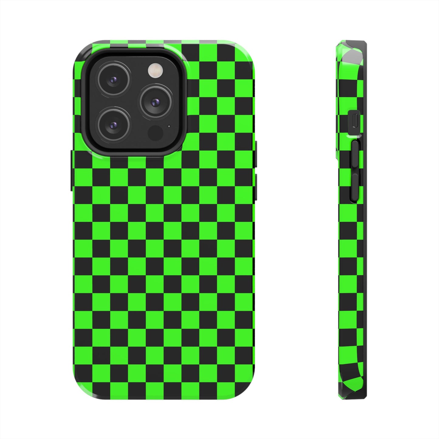Green and Black Checkered Checkerboard Tough Phone Case