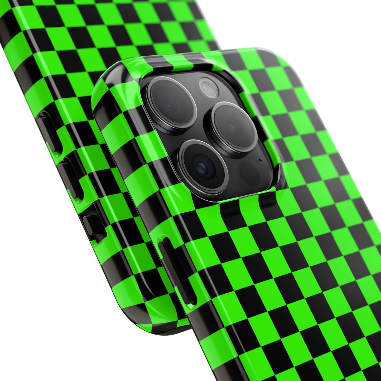 Green and Black Checkered Checkerboard Tough Phone Case