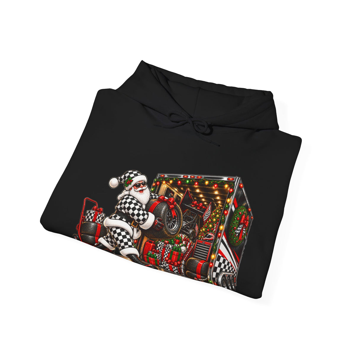 Racing Santa Racemas Call Hauler Christmas Hoodie