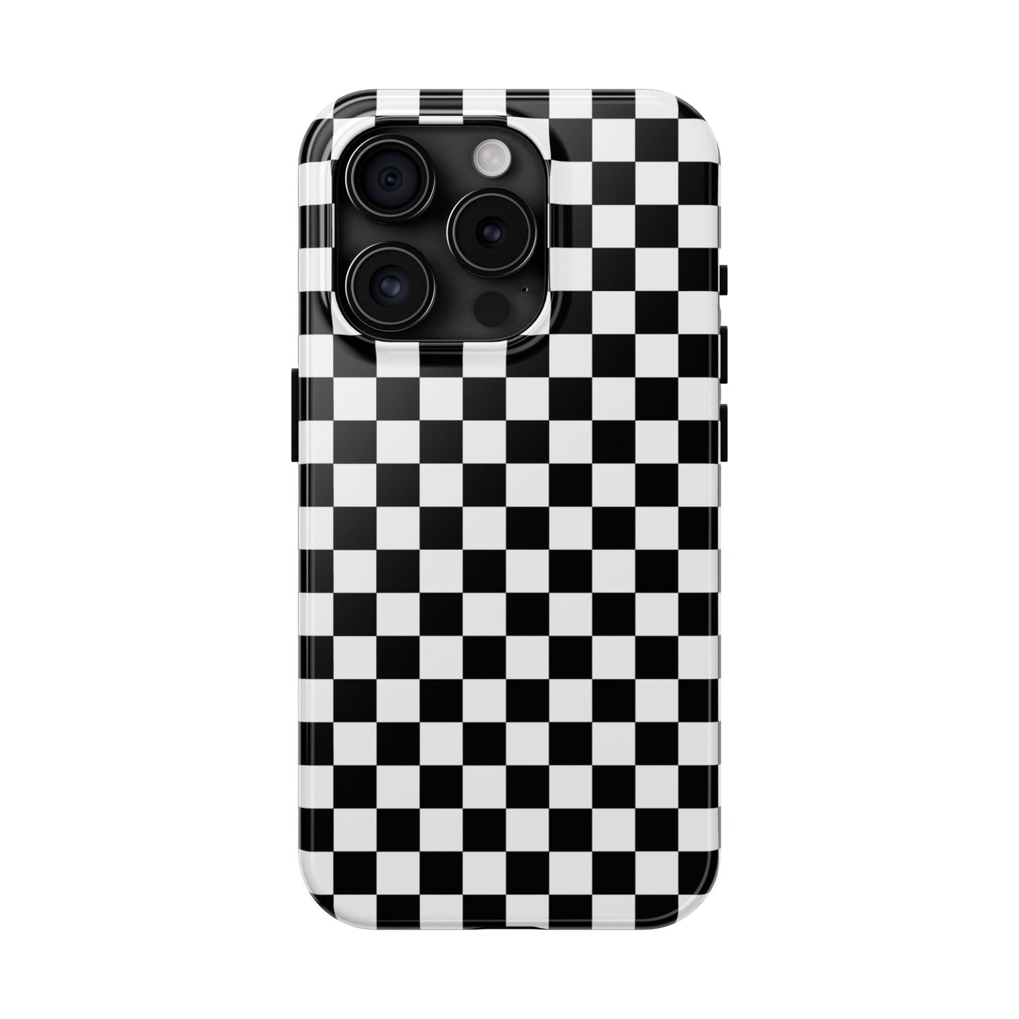 Checker Flag Tough Phone Case - Black and White Graphic Design