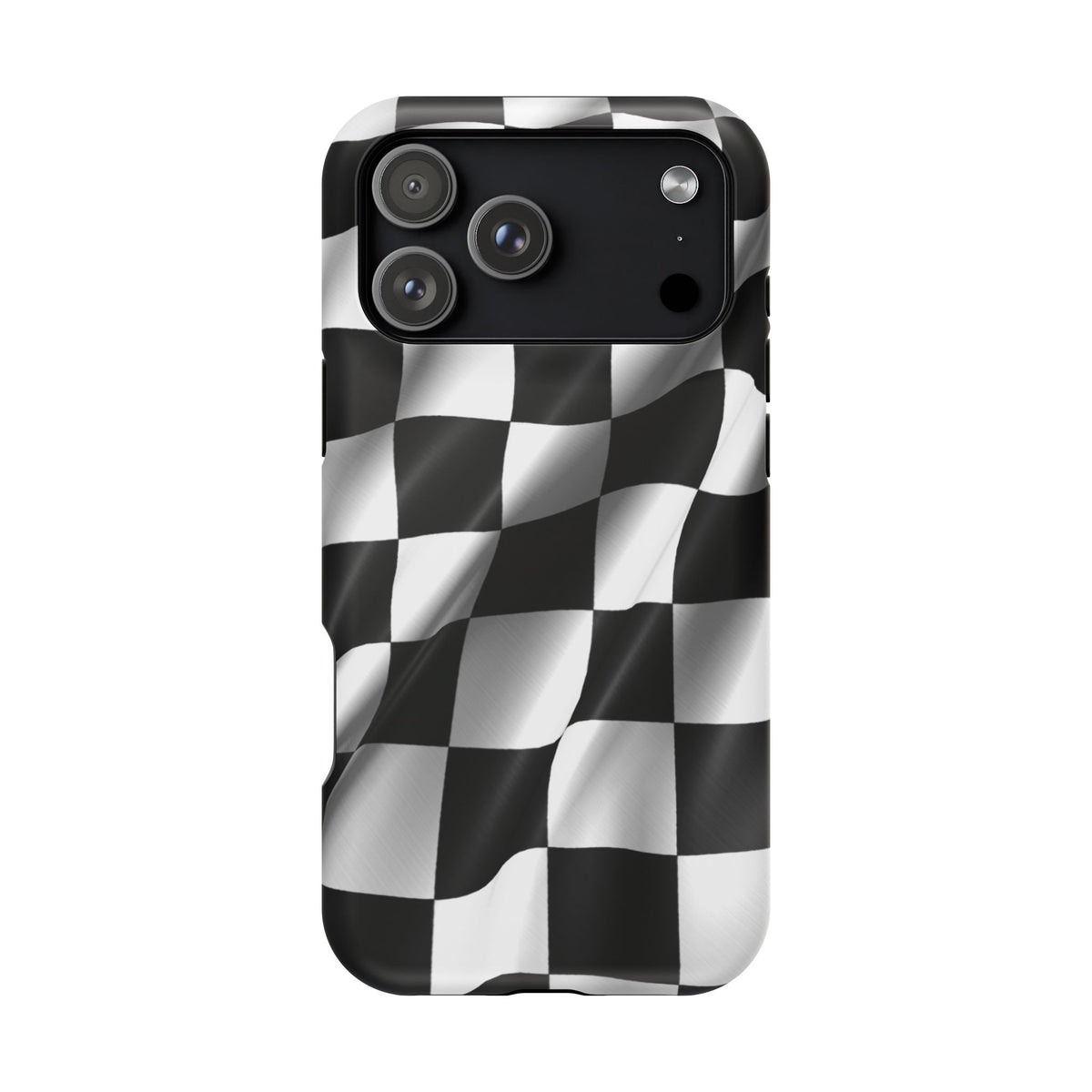 Black and White Checker Flag Waving Magnetic Phone Case