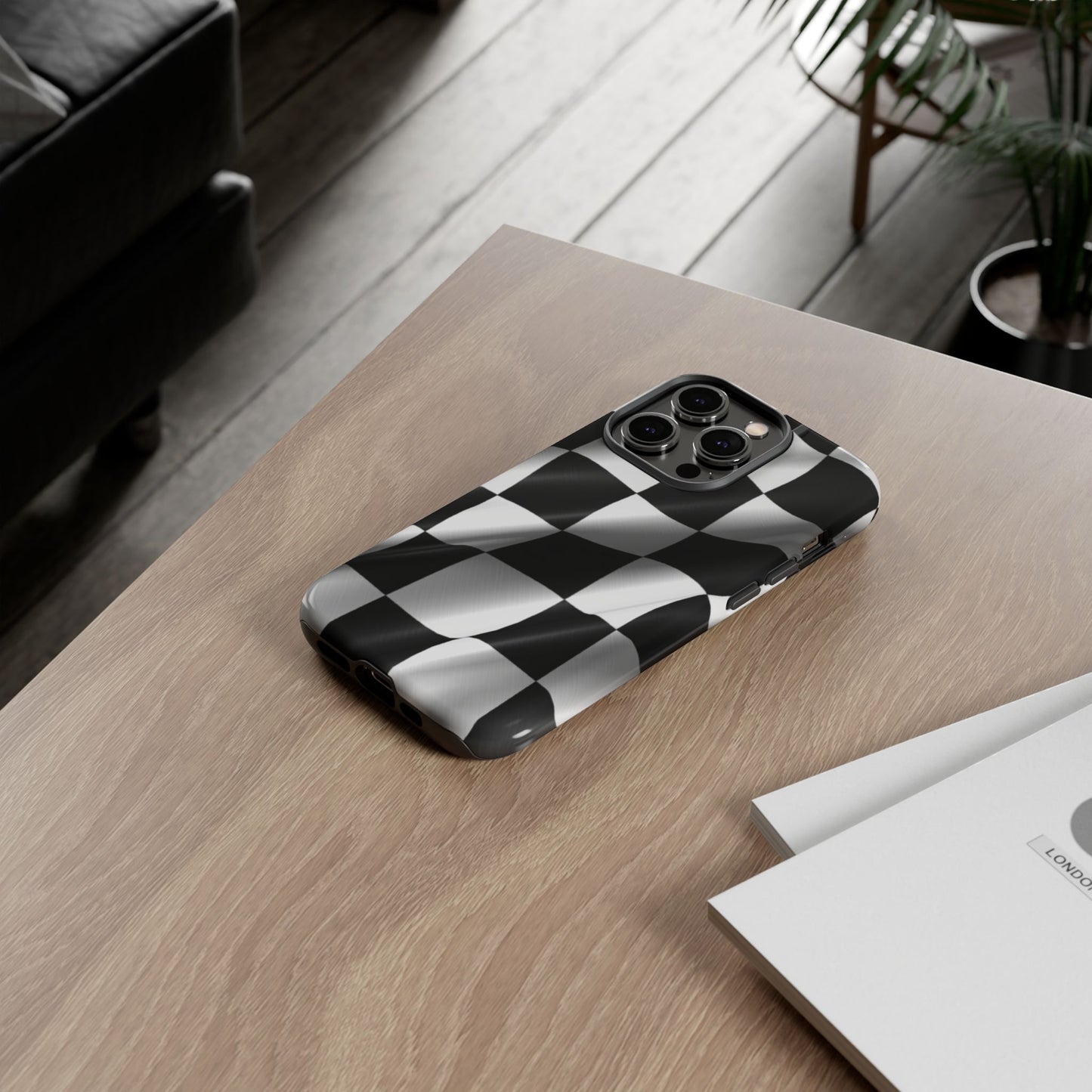 Racing Phone Case, Checkered Flag Design, Tough Case