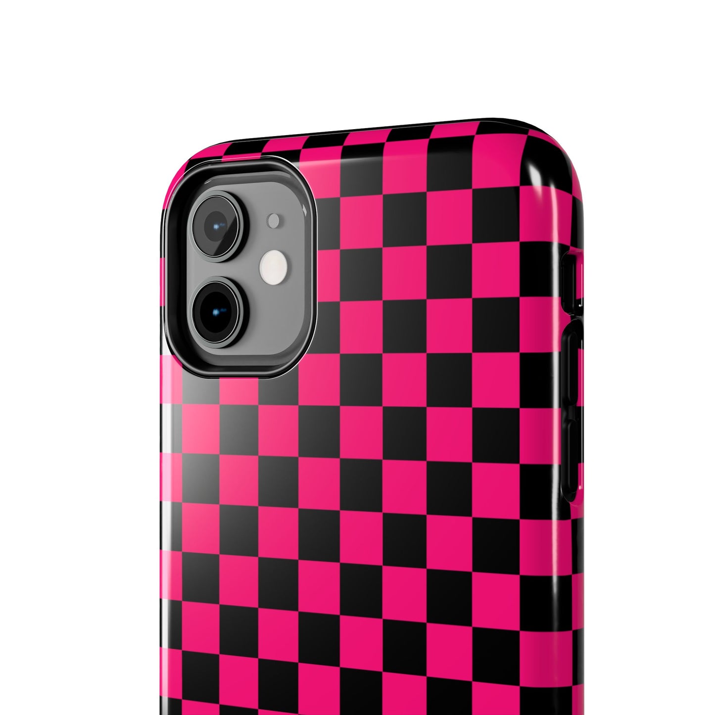 Checker Flag Graphic Pink And Black Tough Phone Cases