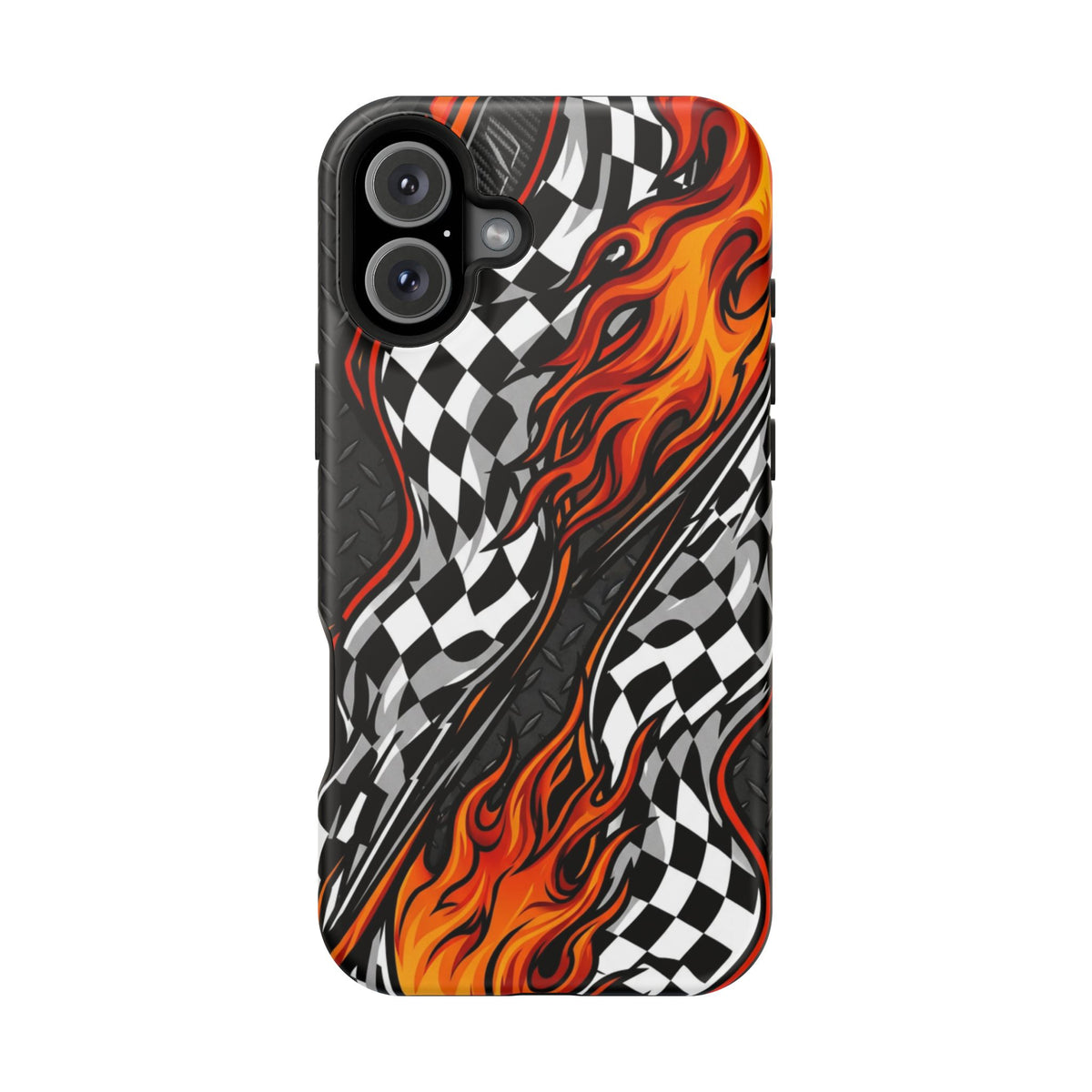 Racing Flames Checkered Flag Magnetic Phone Case