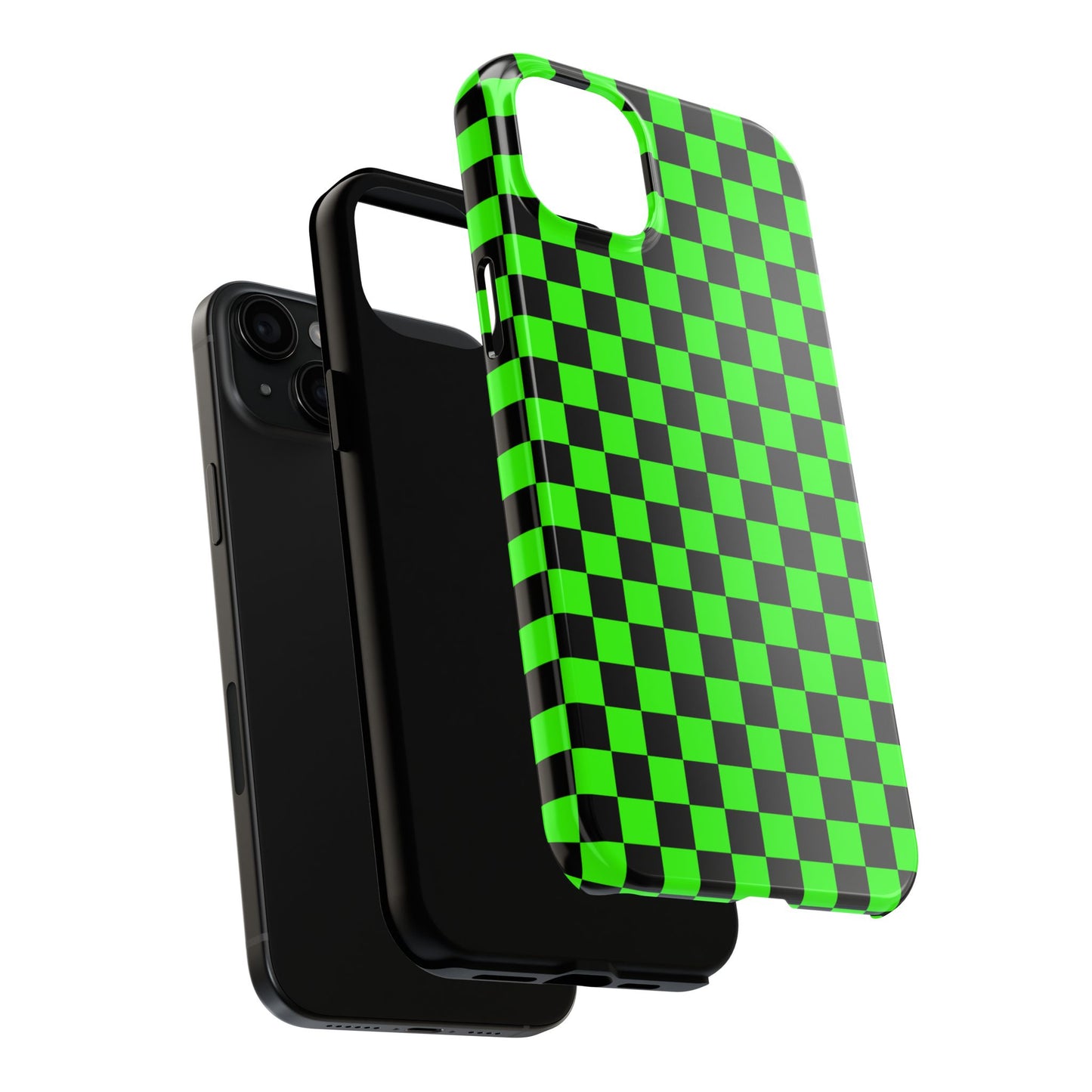 Green and Black Checkered Checkerboard Tough Phone Case