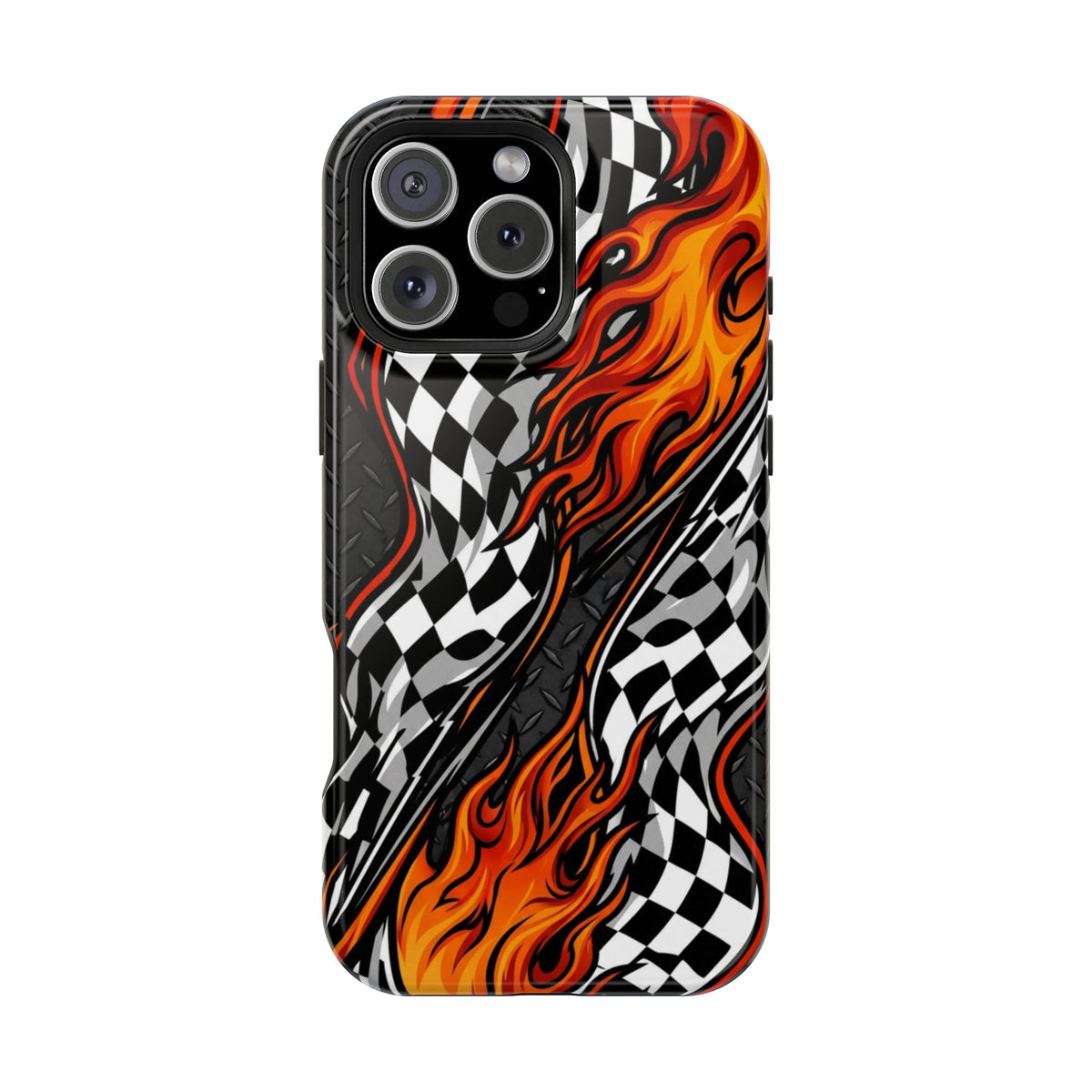 Racing Flames Checkered Flag Magnetic Phone Case