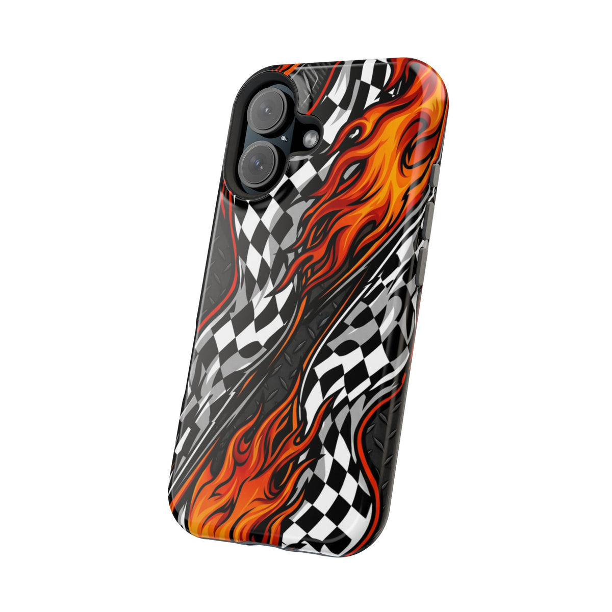Racing Flames Checkered Flag Magnetic Phone Case