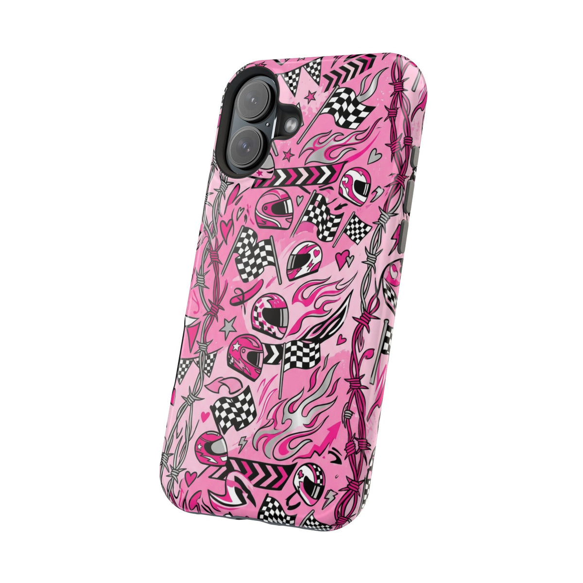 Pink Racing Helmets Magnetic Phone Case