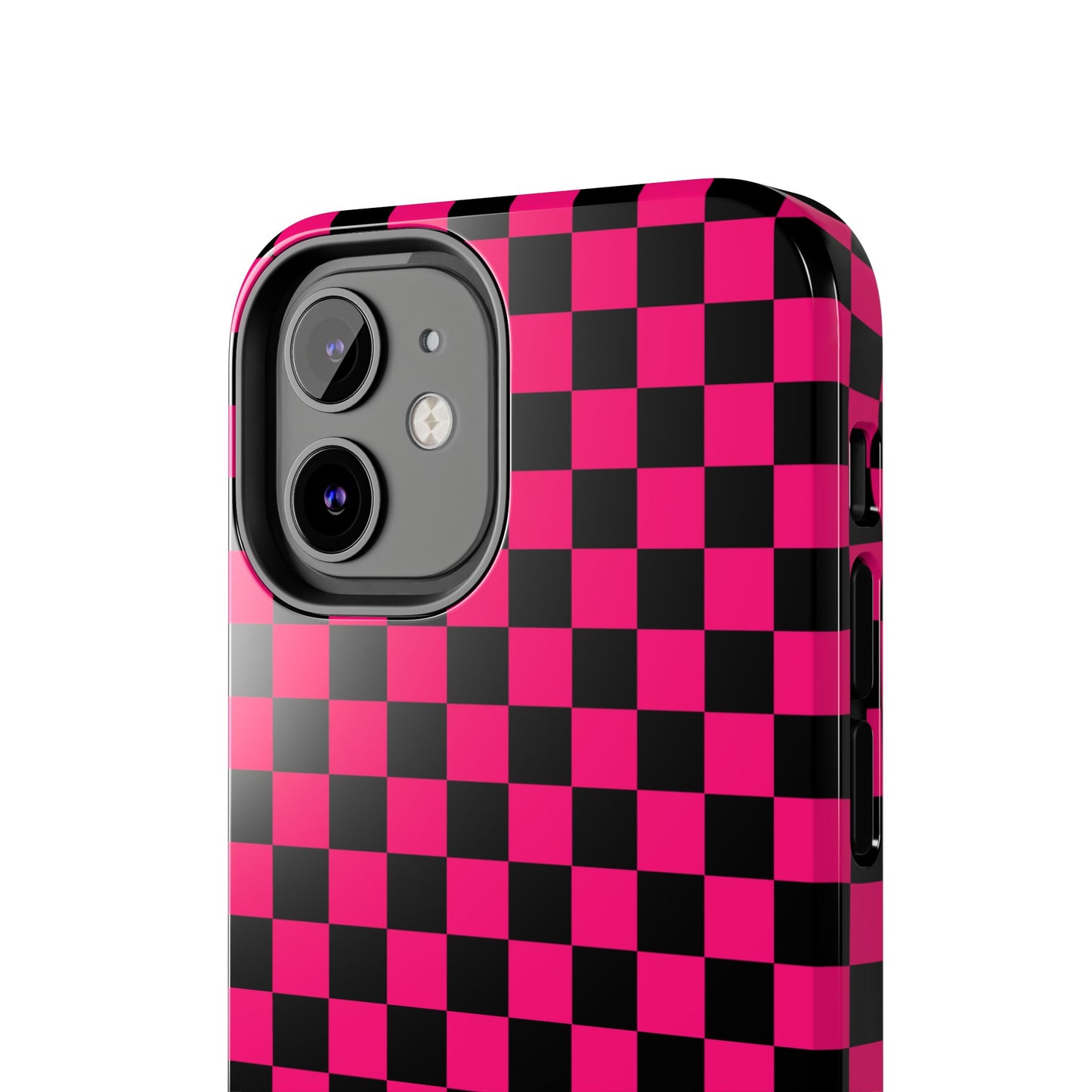 Checker Flag Graphic Pink And Black Tough Phone Cases