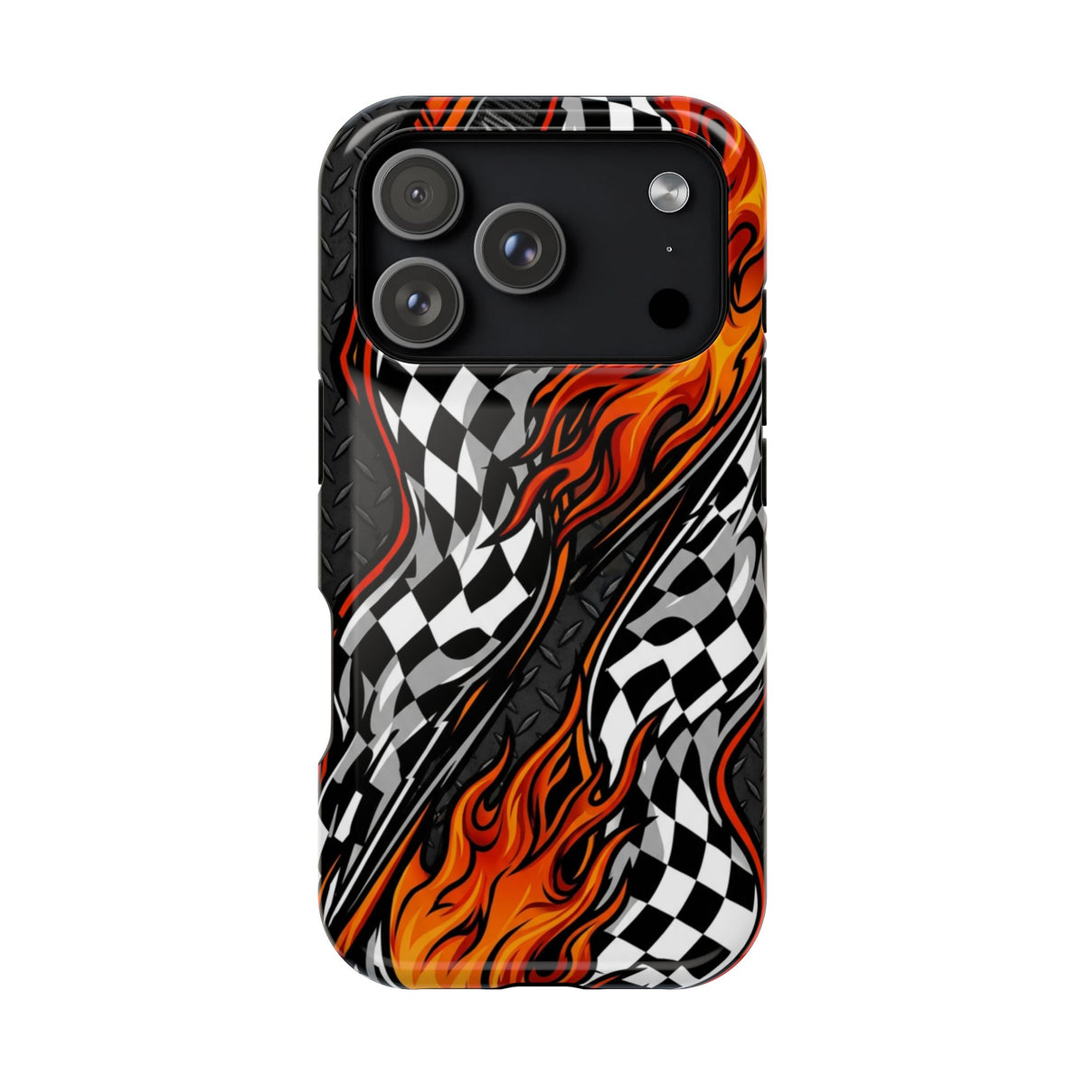 Racing Flames Checkered Flag Magnetic Phone Case
