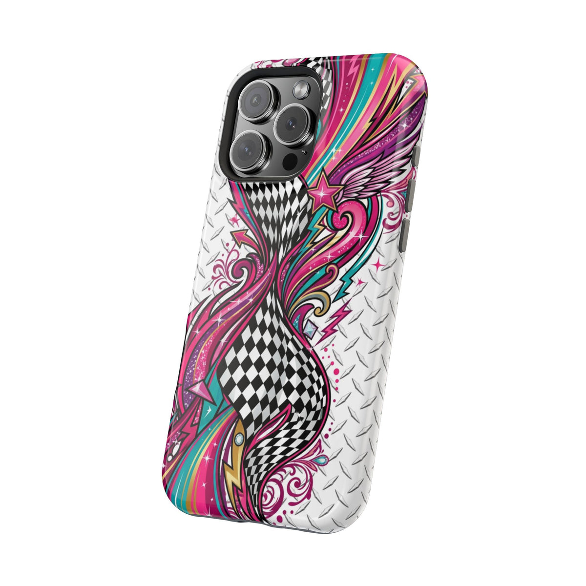 Magnetic Phone Case – Colorful Psychedelic Checkerboard Design