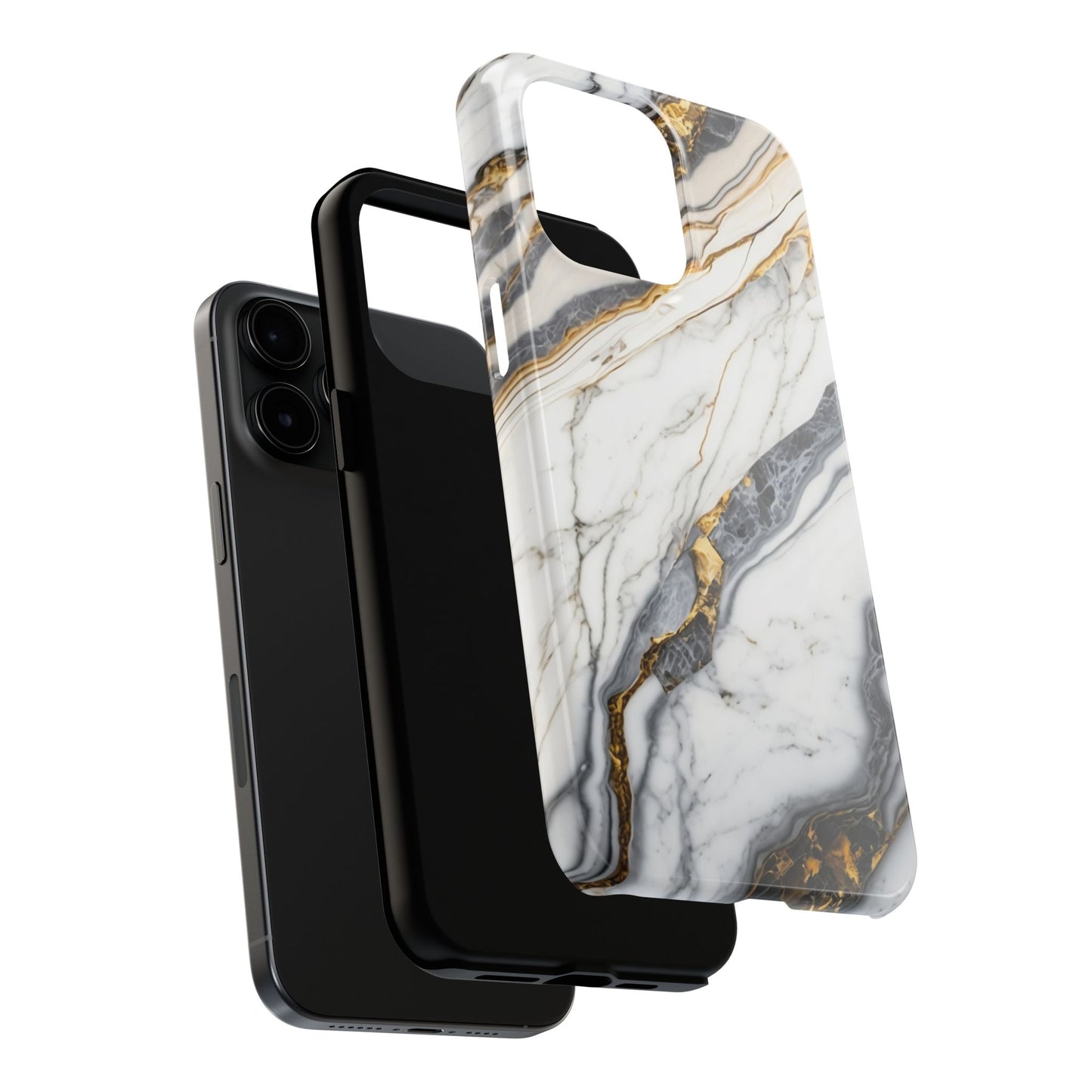 White Gold Marble Tough Phone Cases