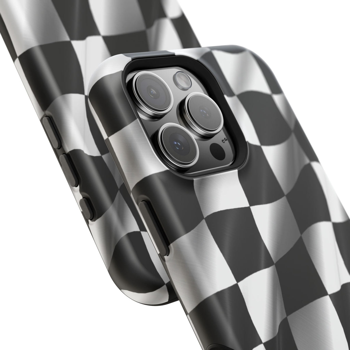 Black and White Checker Flag Waving Magnetic Phone Case