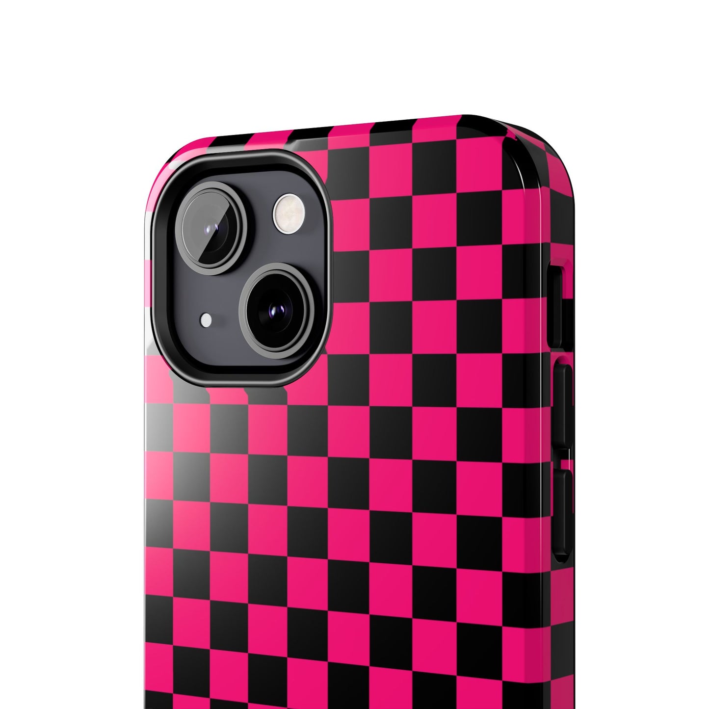 Checker Flag Graphic Pink And Black Tough Phone Cases