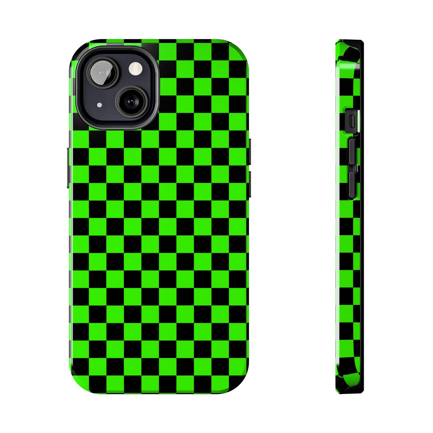 Green and Black Checkered Checkerboard Tough Phone Case