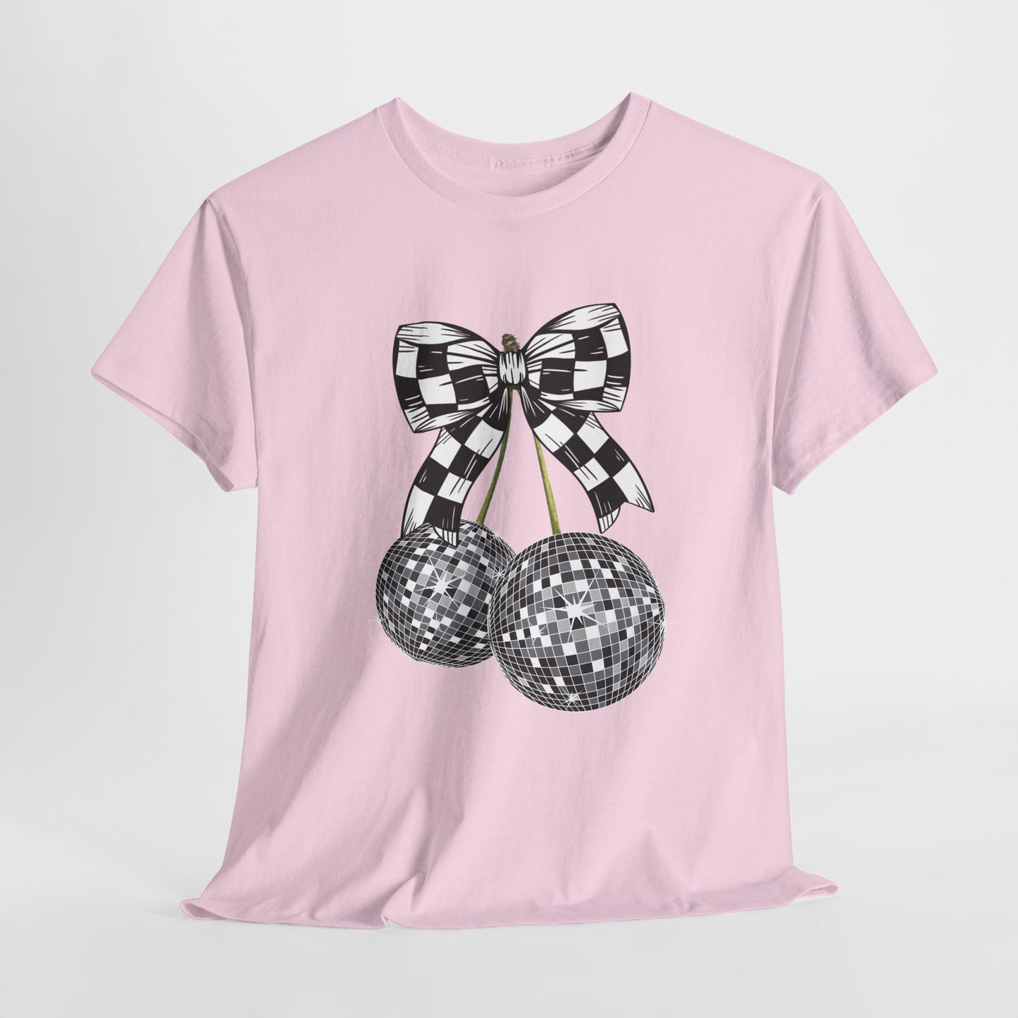 Retro Disco Ball Checkered Flag Bow Racing T-shirt