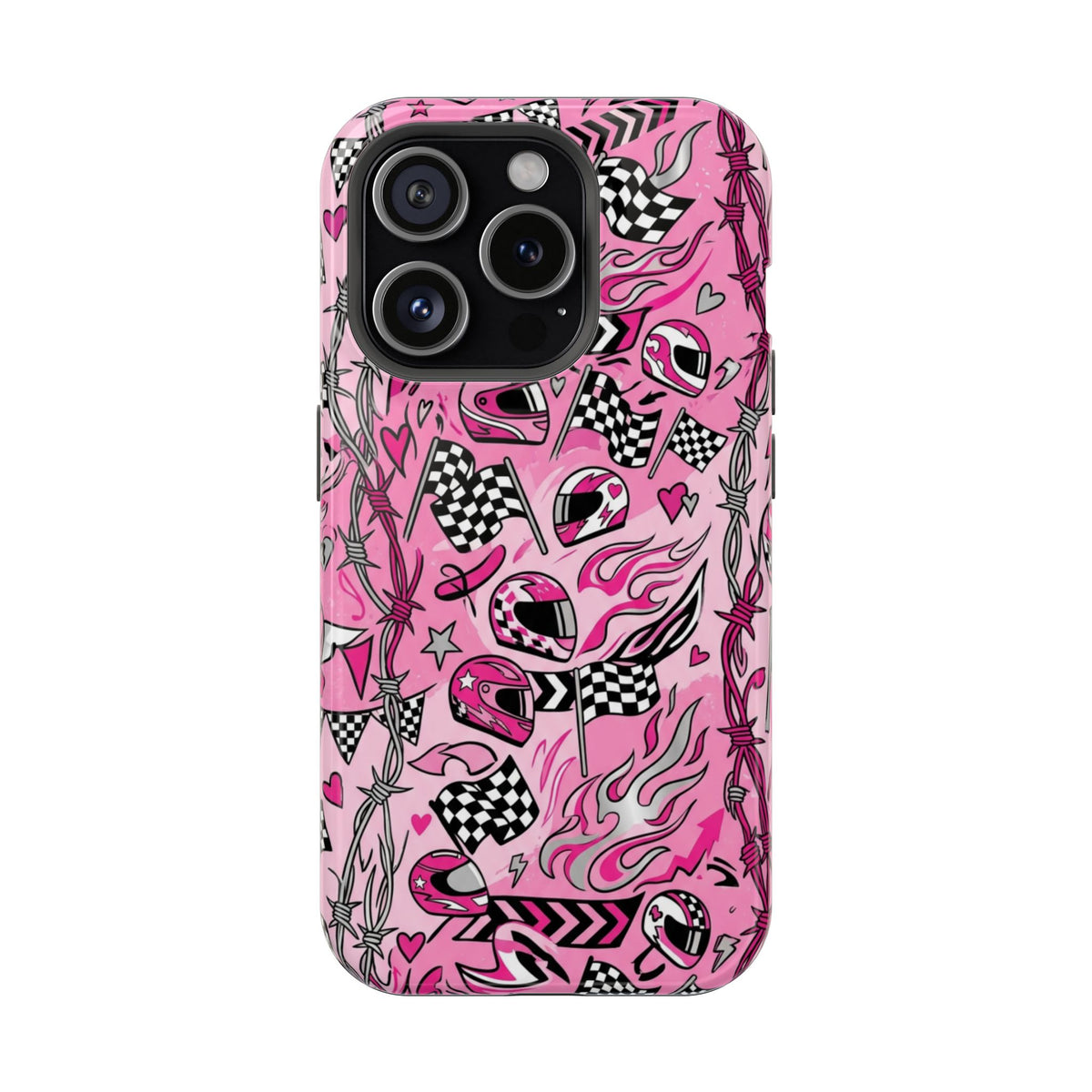 Pink Racing Helmets Magnetic Phone Case