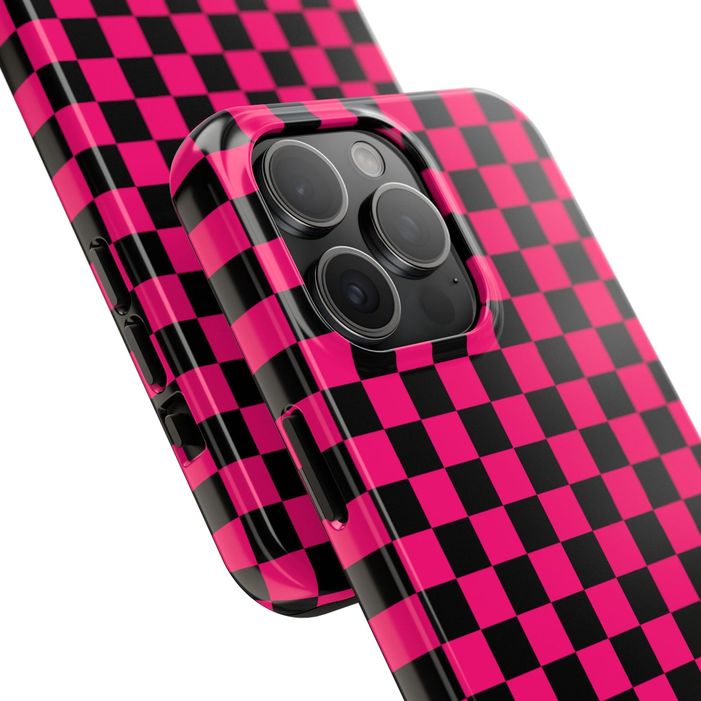 Checker Flag Graphic Pink And Black Tough Phone Cases