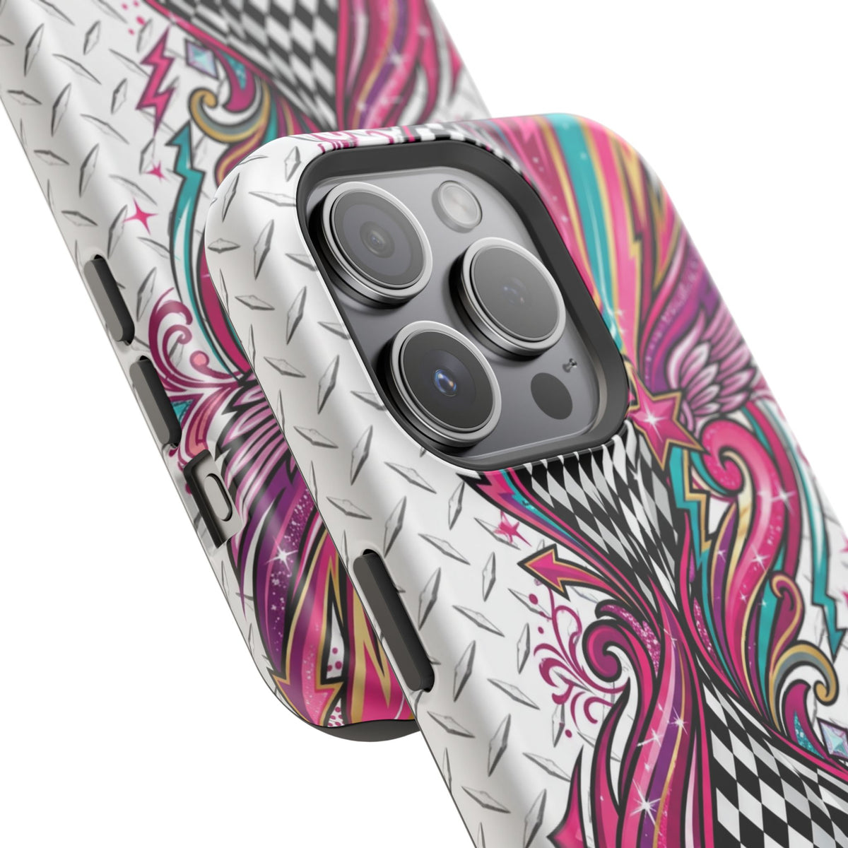 Magnetic Phone Case – Colorful Psychedelic Checkerboard Design