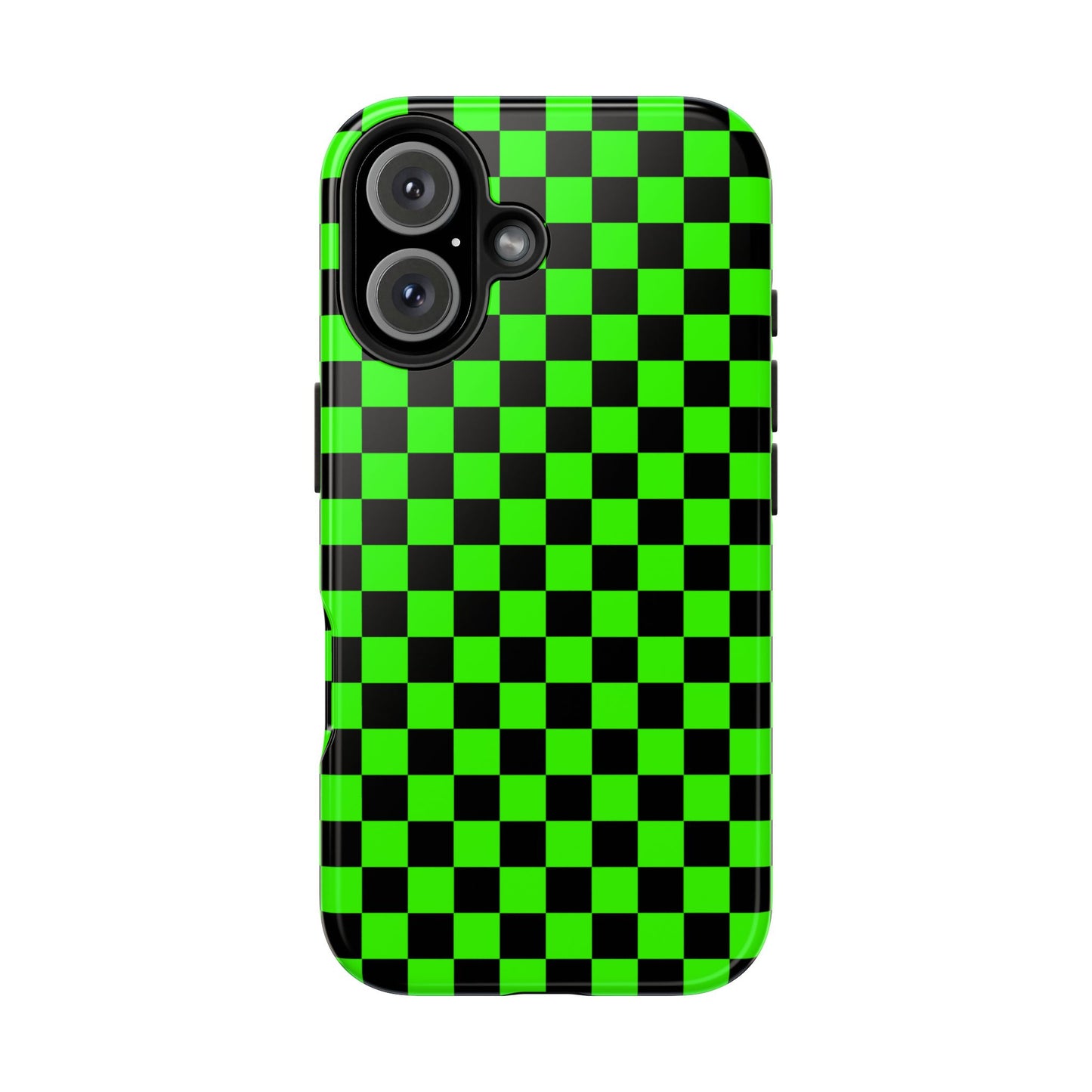 Green and Black Checkered Checkerboard Tough Phone Case