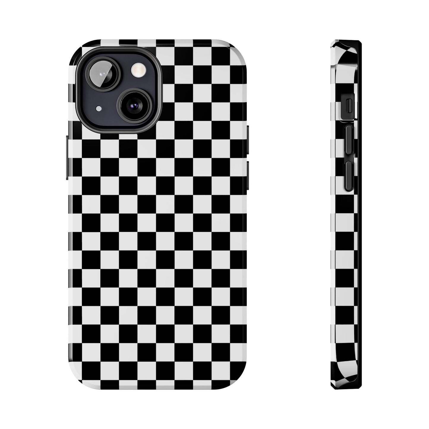 Checker Flag Tough Phone Case - Black and White Graphic Design