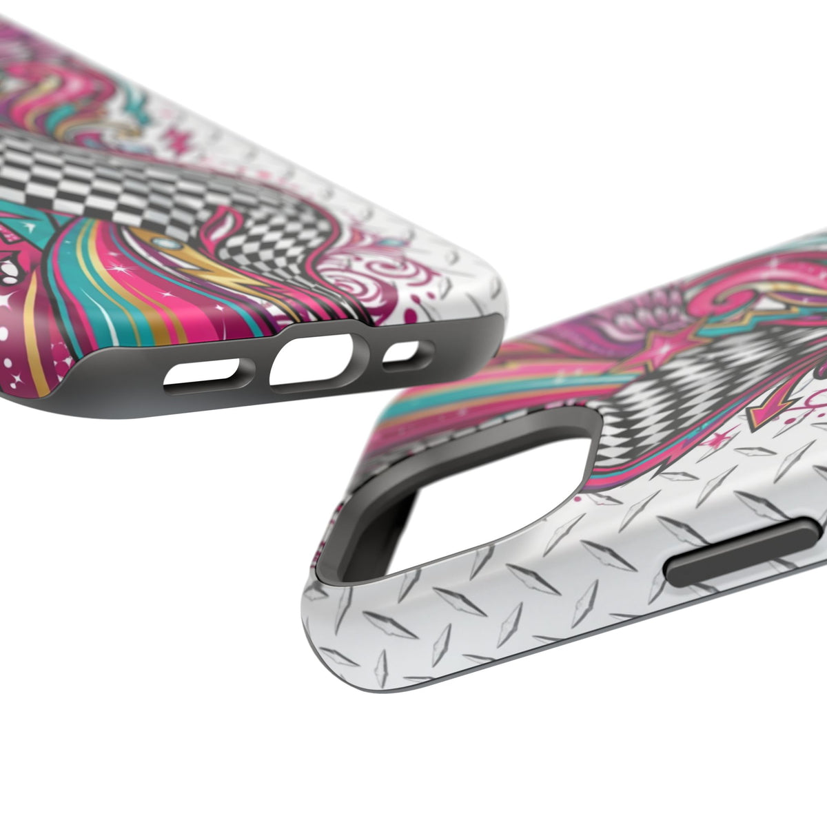 Magnetic Phone Case – Colorful Psychedelic Checkerboard Design