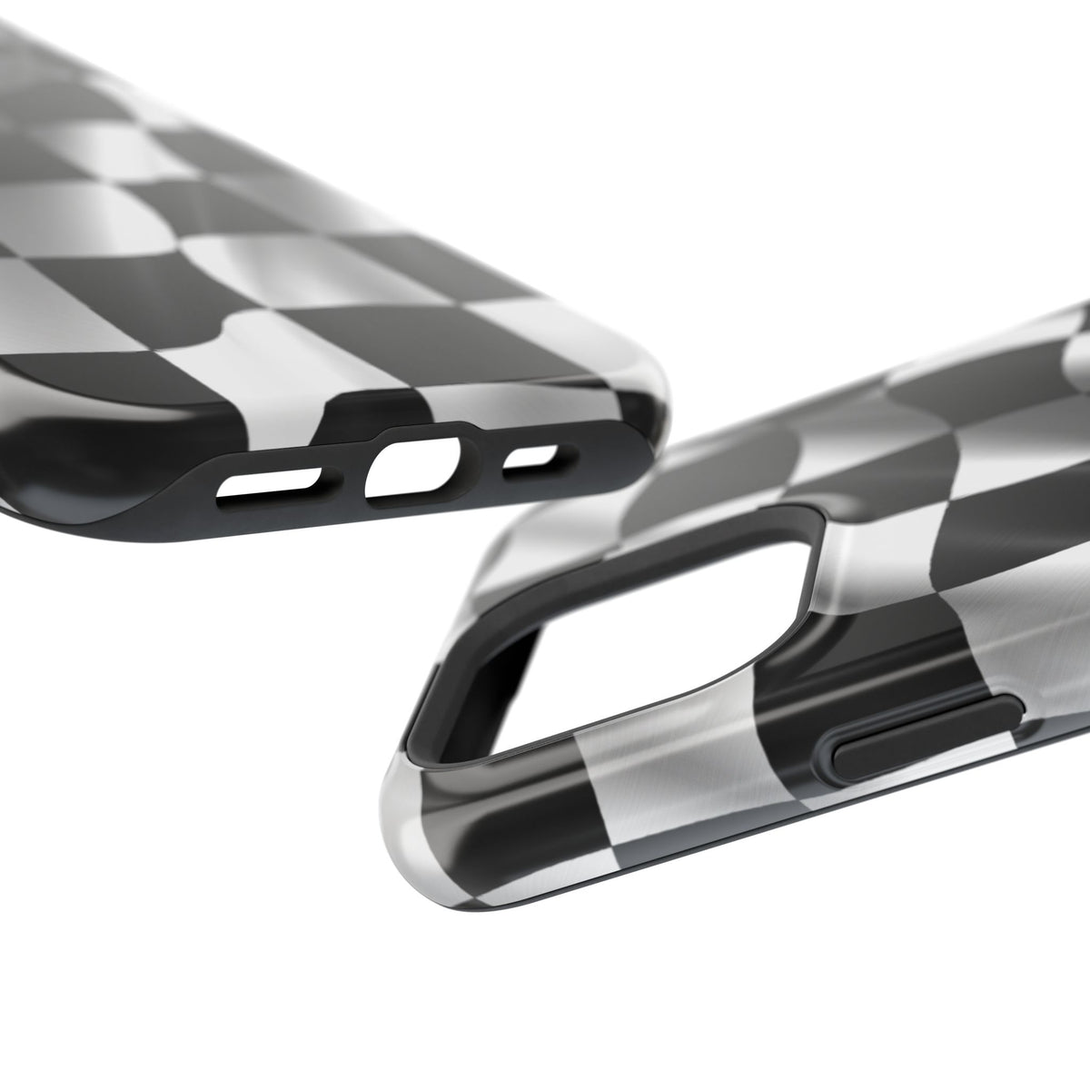 Black and White Checker Flag Waving Magnetic Phone Case