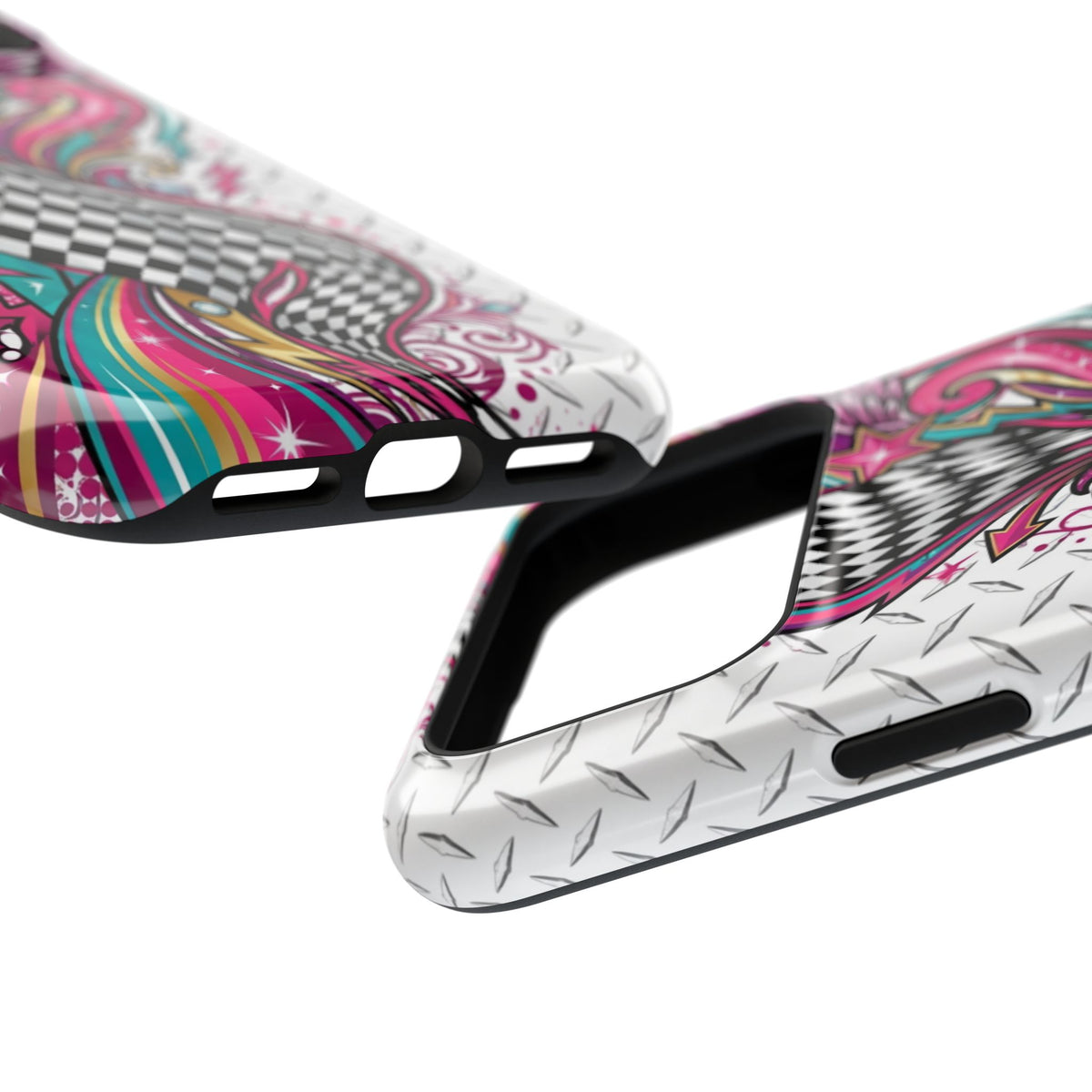 Magnetic Phone Case – Colorful Psychedelic Checkerboard Design
