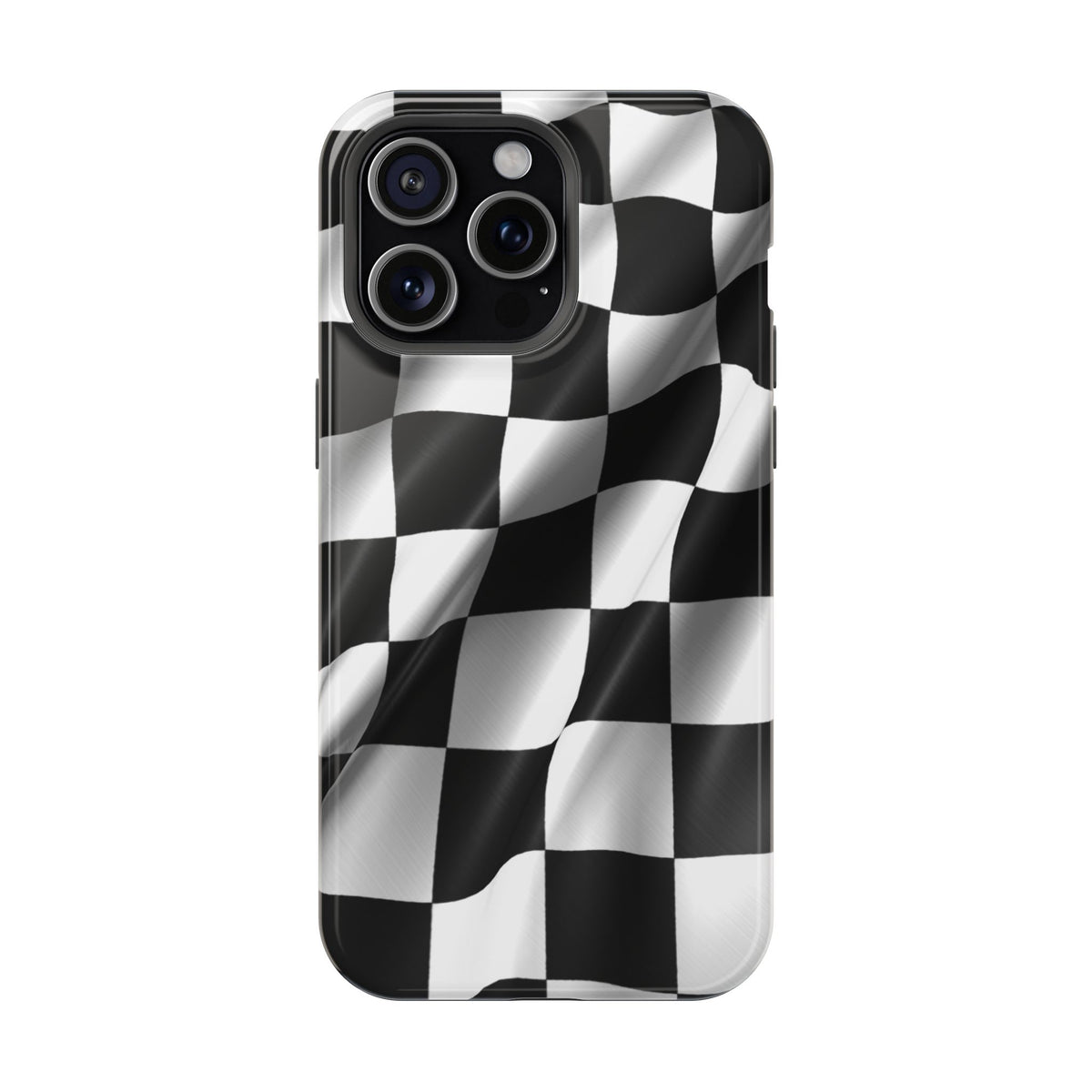 Black and White Checker Flag Waving Magnetic Phone Case