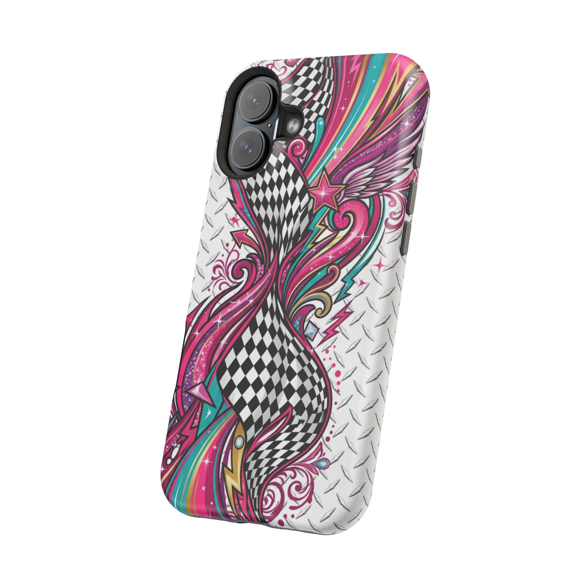 Magnetic Phone Case – Colorful Psychedelic Checkerboard Design
