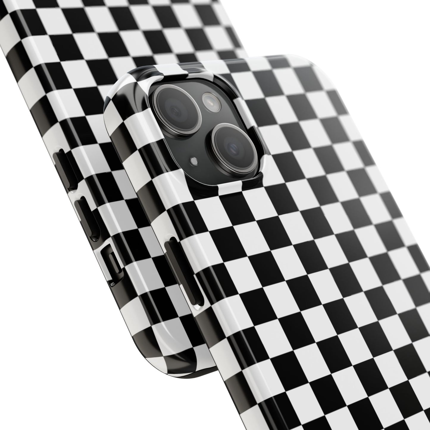 Checker Flag Tough Phone Case - Black and White Graphic Design