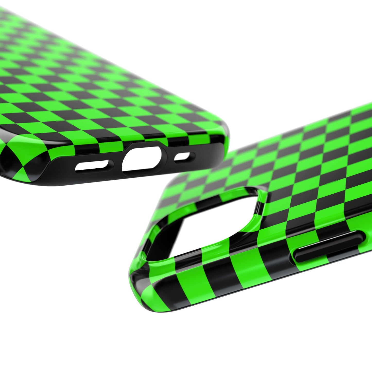 Green and Black Checkered Checkerboard Tough Phone Case