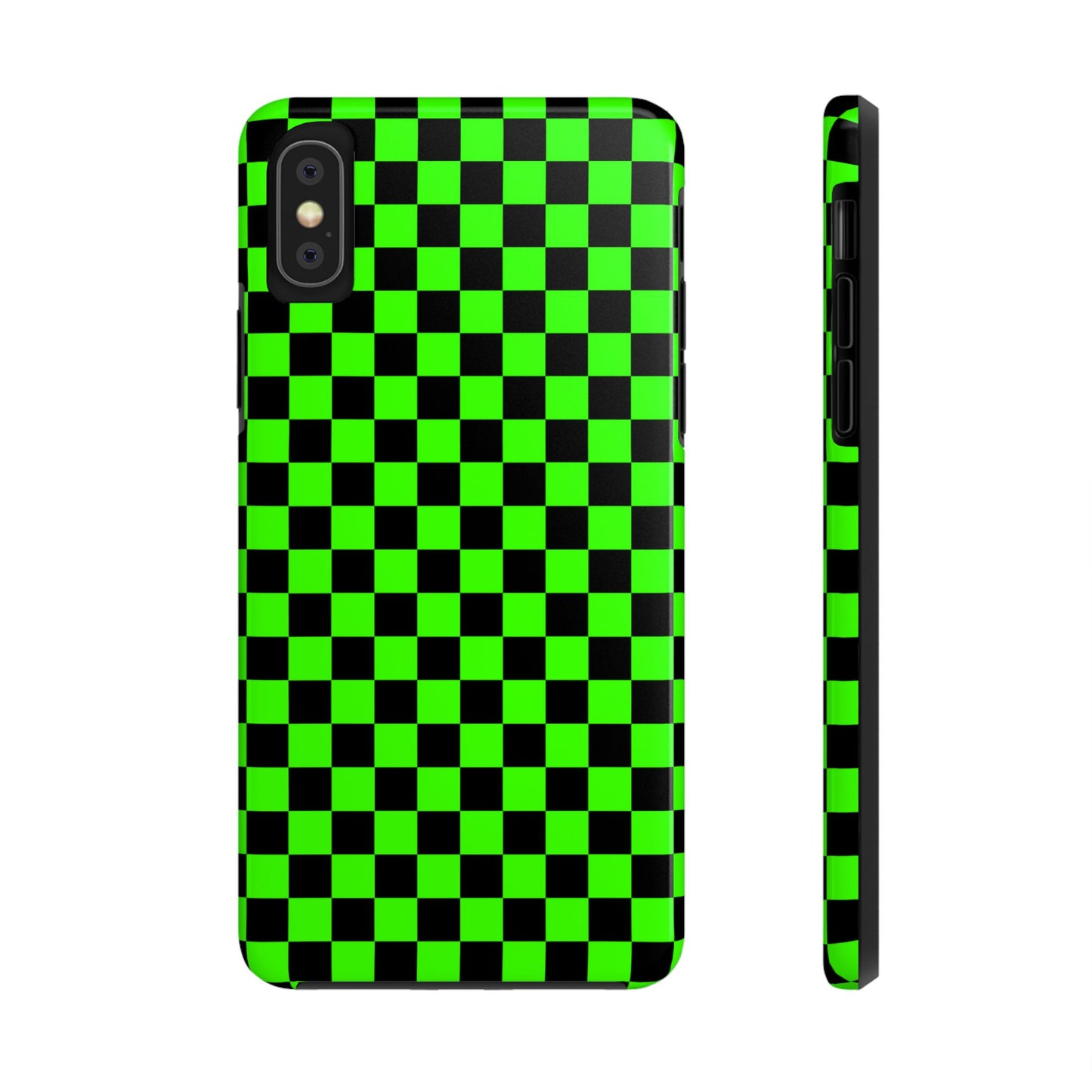 Green and Black Checkered Checkerboard Tough Phone Case