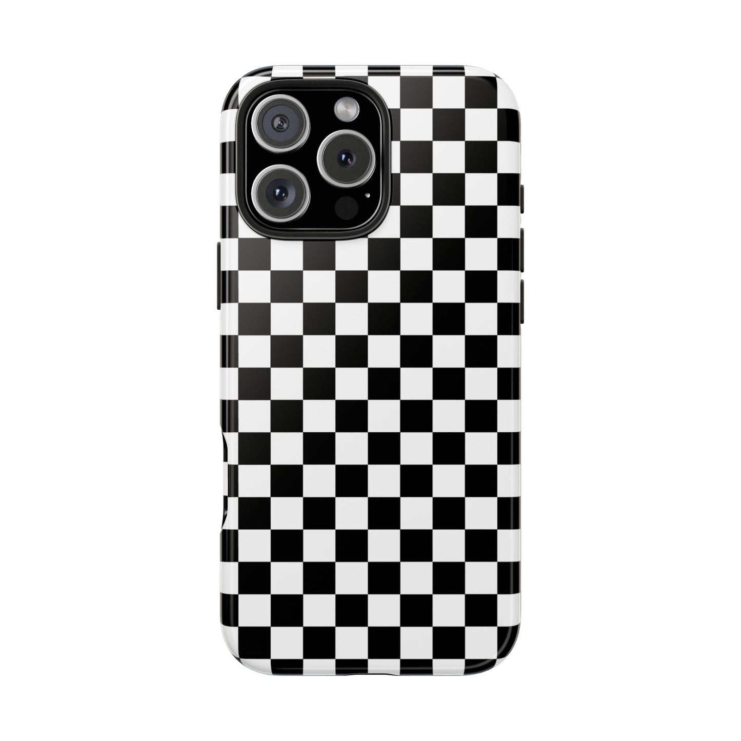 Checker Flag Tough Phone Case - Black and White Graphic Design