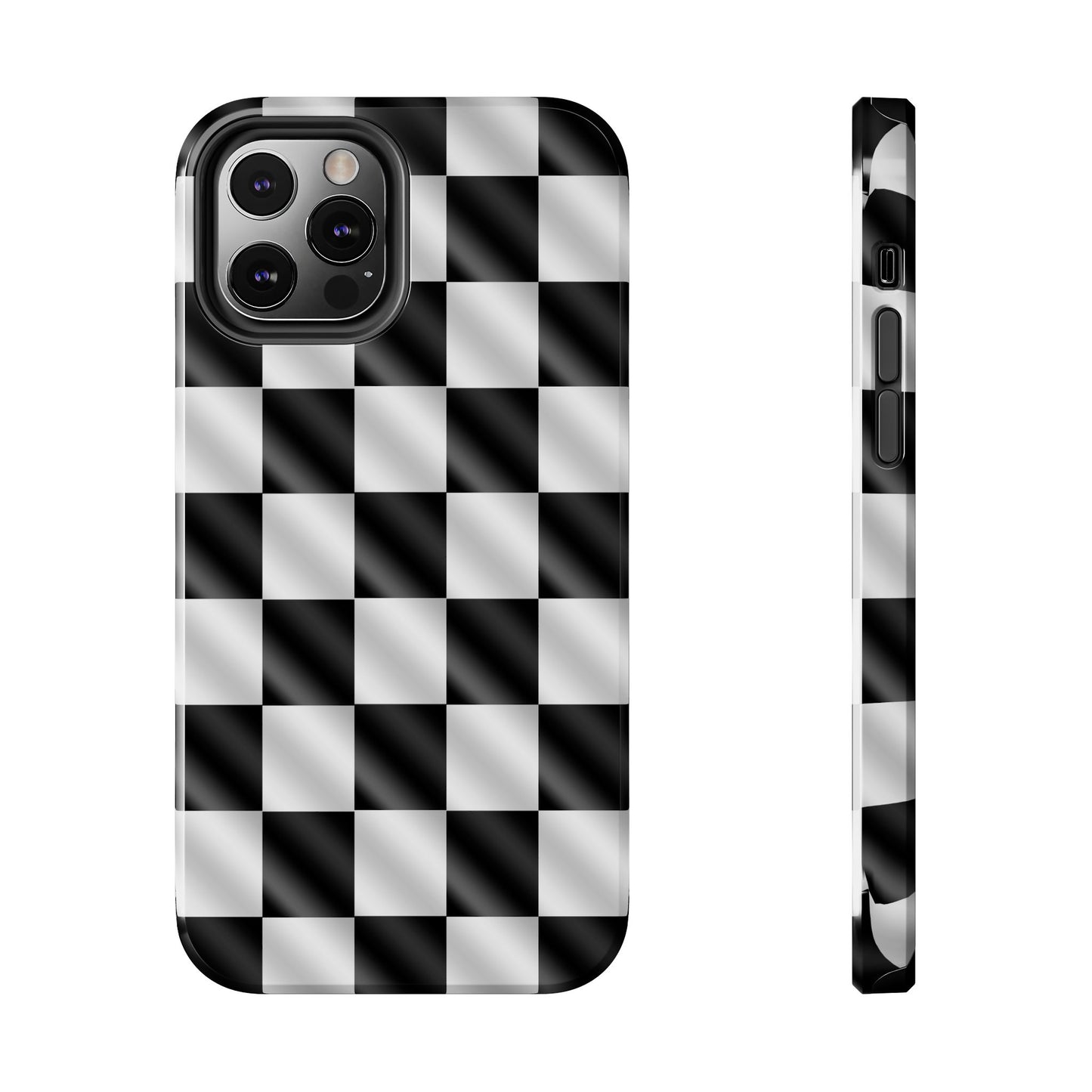 3D Effect Checkered Flag Tough Phone Cases