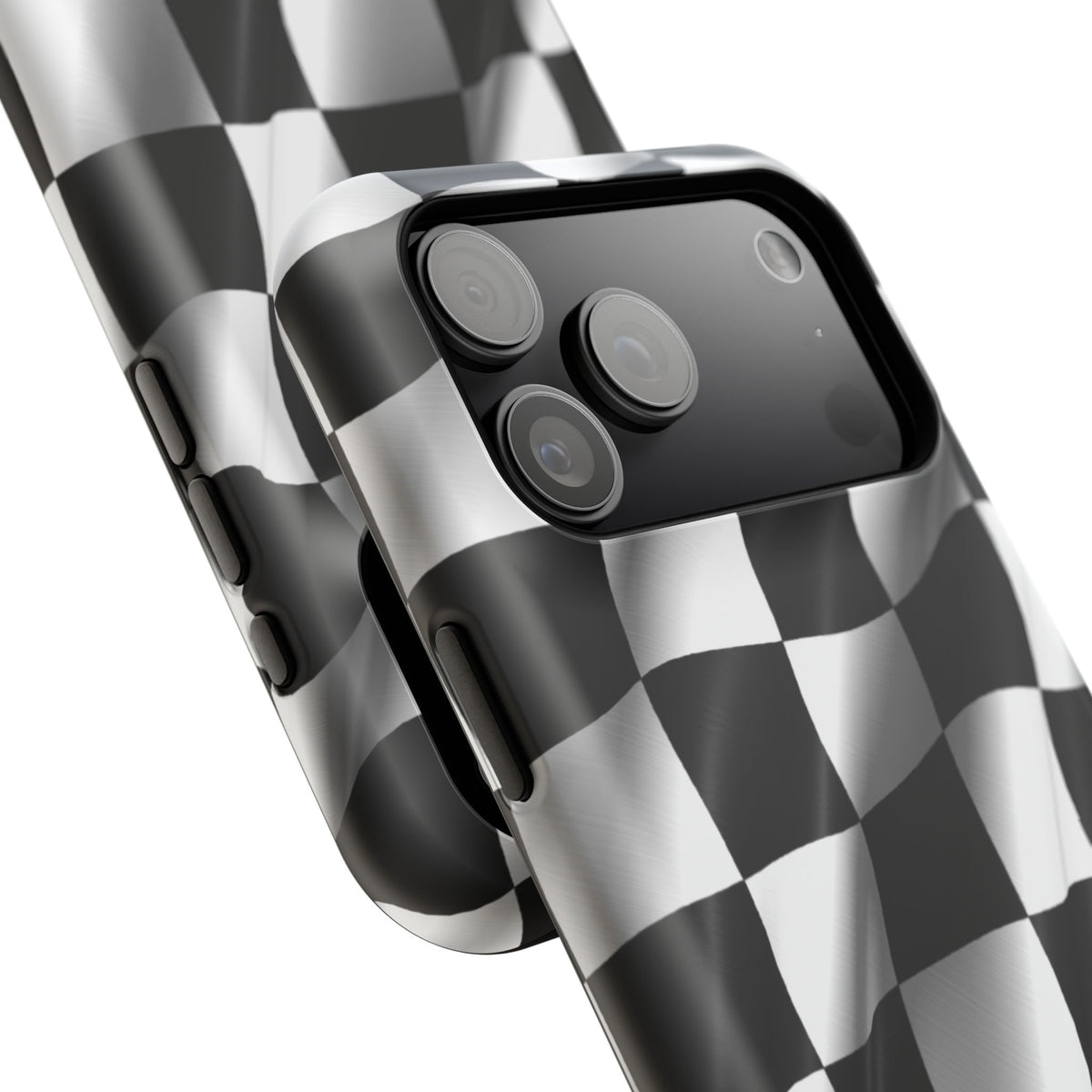 Black and White Checker Flag Waving Magnetic Phone Case