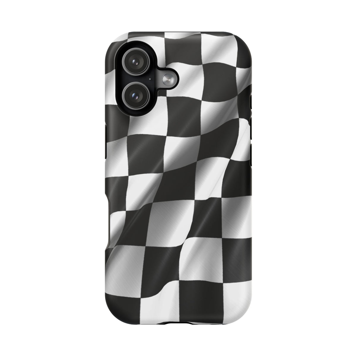 Black and White Checker Flag Waving Magnetic Phone Case