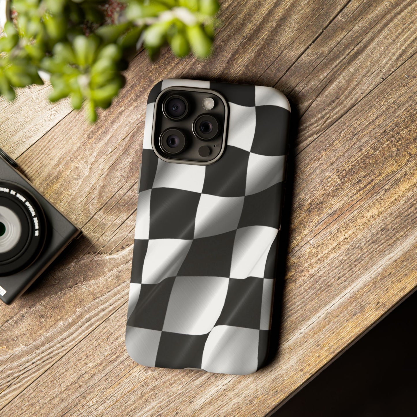 Racing Phone Case, Checkered Flag Design, Tough Case