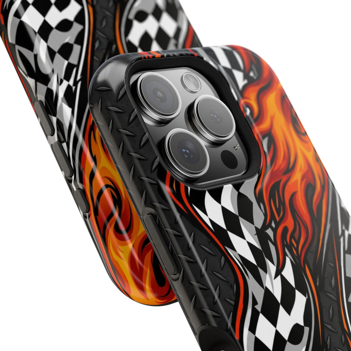 Racing Flames Checkered Flag Magnetic Phone Case