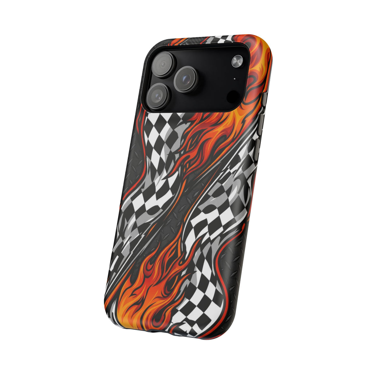 Racing Flames Checkered Flag Magnetic Phone Case