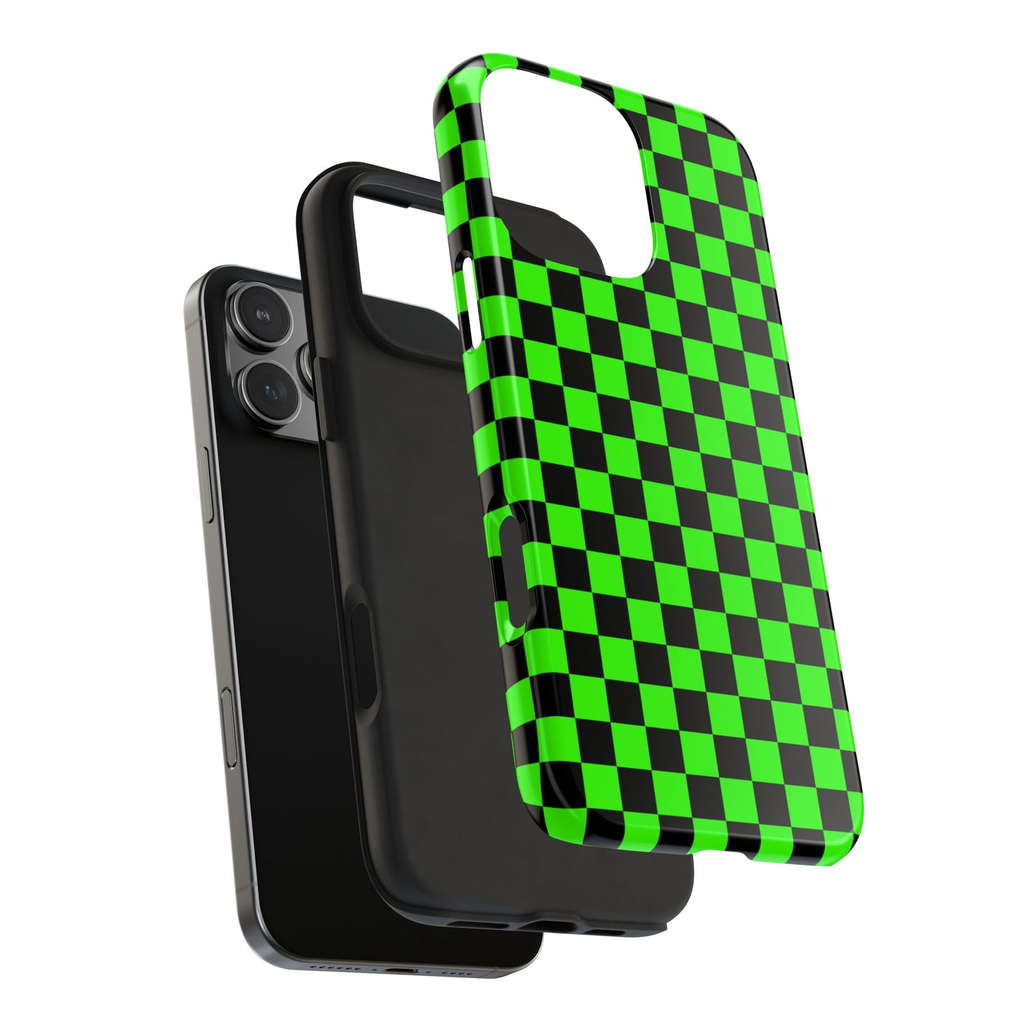 Green and Black Checkered Checkerboard Tough Phone Case