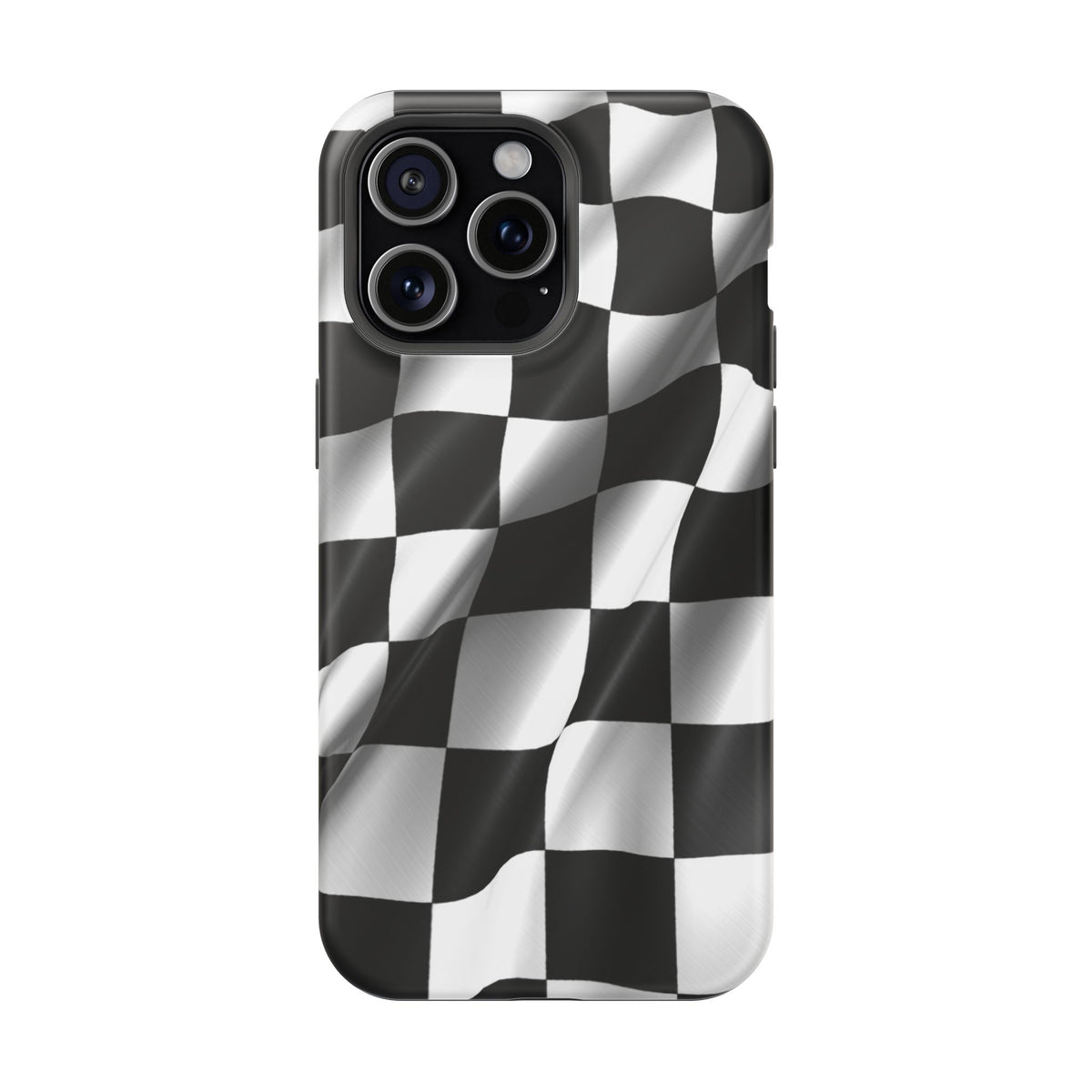 Black and White Checker Flag Waving Magnetic Phone Case