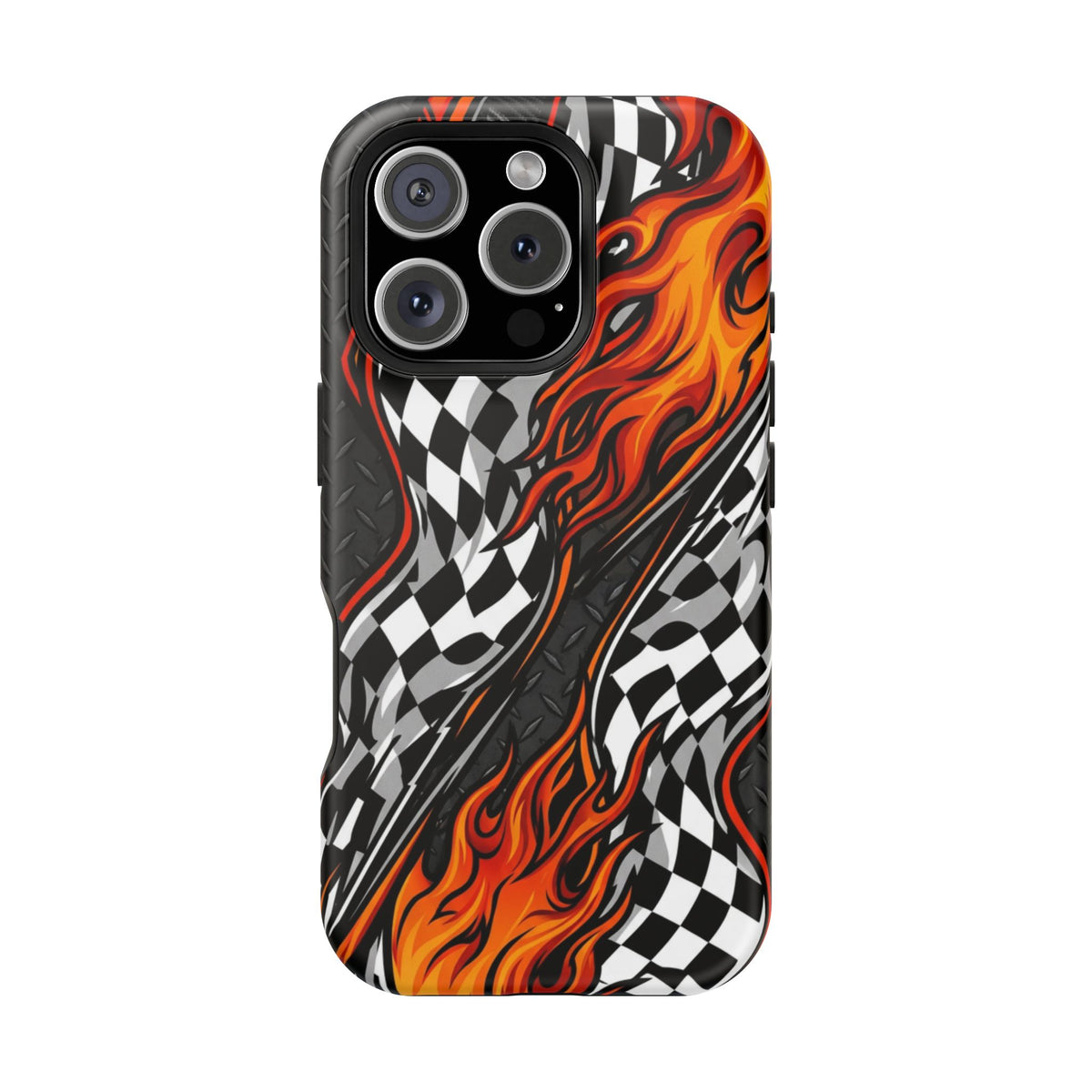 Racing Flames Checkered Flag Magnetic Phone Case